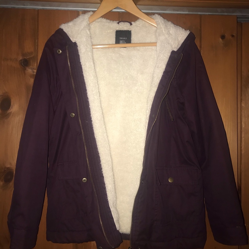 Forever21 plum Sherpa lined coat